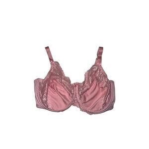 Glamorise Pink Lace Underwire Bra 40H Full Figure Coquette Soft Girl Lingerie